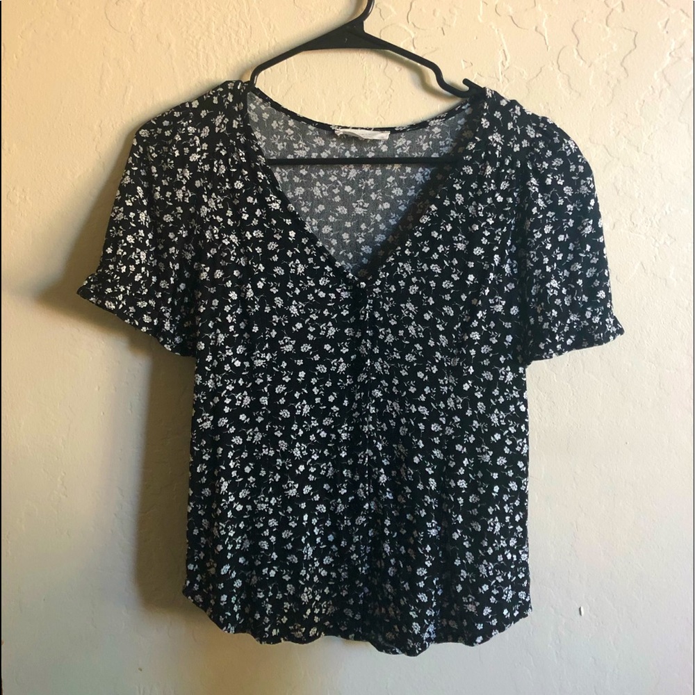 Elodie V-Neck Button-Up Floral Blouse